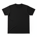 A plain black T-shirt on a white background